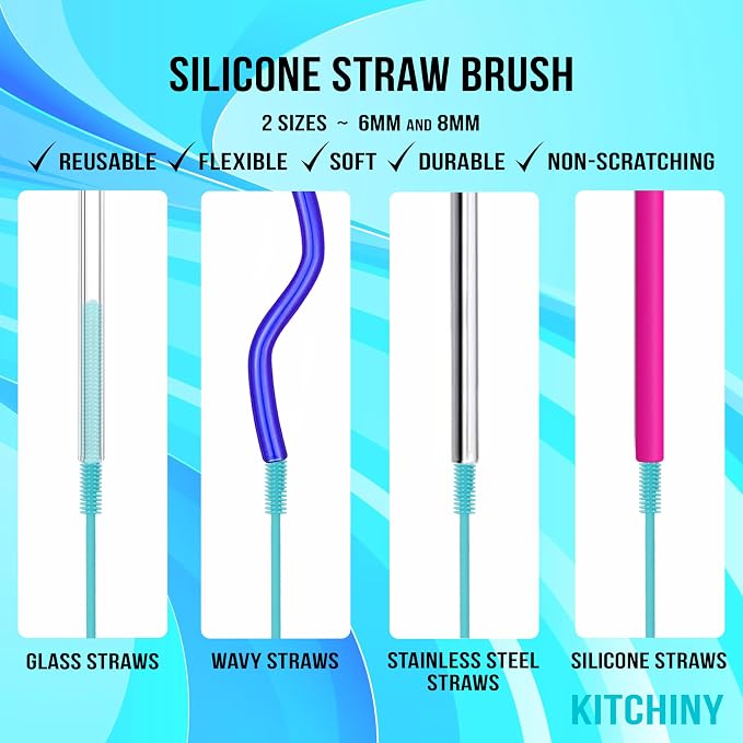 12.5” Silicone Bottle Brush & Straw Cleaner Brush Set | Water Bottle Cleaner - Image 4
