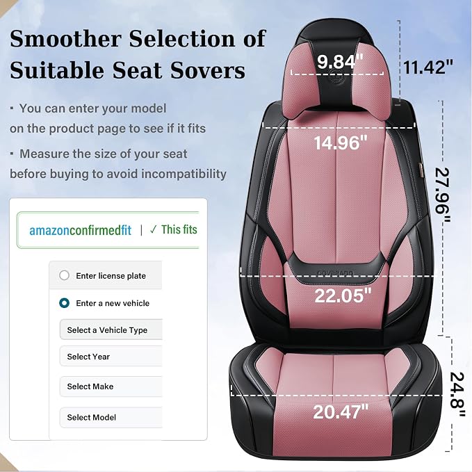 Coverado Universal Seat Covers Front, Waterproof Nappa Leather Car Seat Covers - Image 6