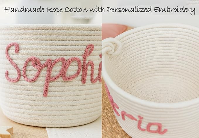 MBBEST Personalized Baby Shower Basket – Custom Rope Cotton Babys Basket - Image 2