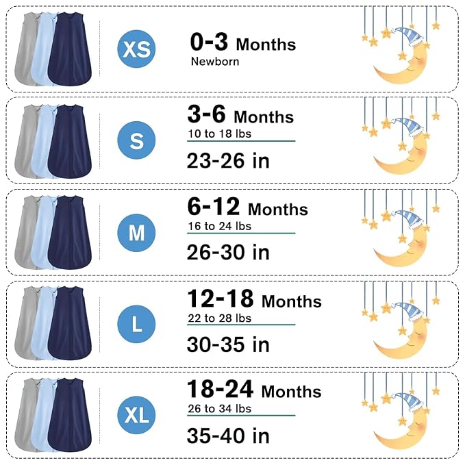 3 Pack Baby Sleep Sack 12-18 Months 100% Rayon Cotton Baby Sleeping Bag 2-Way - Image 5