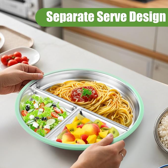 BUSOHA 3 Pack Stainless Steel Kids Plate Set - Image 6