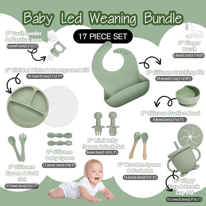 Baby Led Weaning Supplies, 17 Piece BPA-Free Silicone Feeding Set, Eating - Image 2