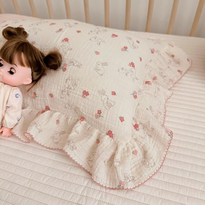 BuLuTu Rabbit Floral Toddler Pillowcase Muslin Cotton Kids Pillow Case Standard - Image 5