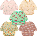 Accmor 5 Pack Long Sleeve Bibs, Baby Smock Waterproof Sleeved Bib Smock by Accmor