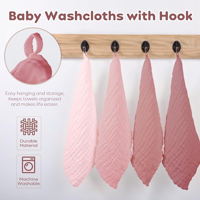 Yoofoss Muslin Baby Washcloths 100% Organic Cotton Face Towels 6 Pack Wash - Image 5