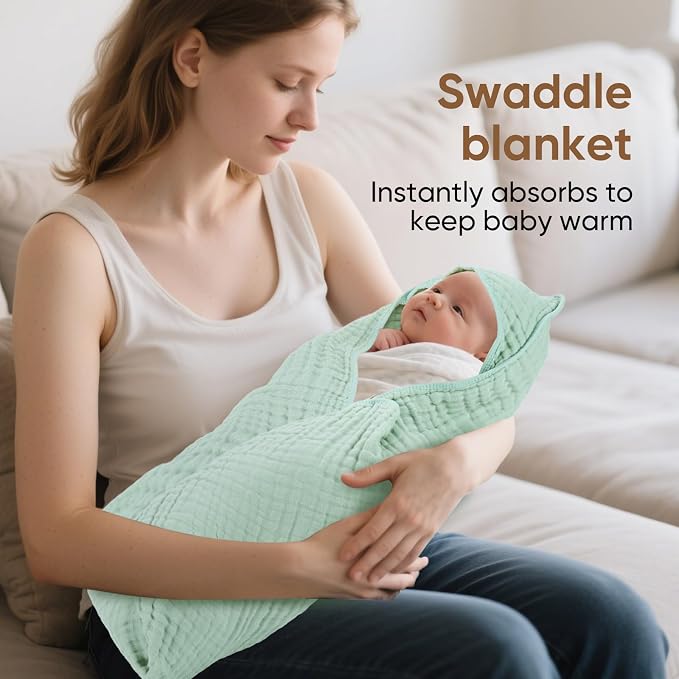 Muslin Hooded Baby Towels 100% Cotton ，Super Soft Muslin Baby Bath Towel - Image 5