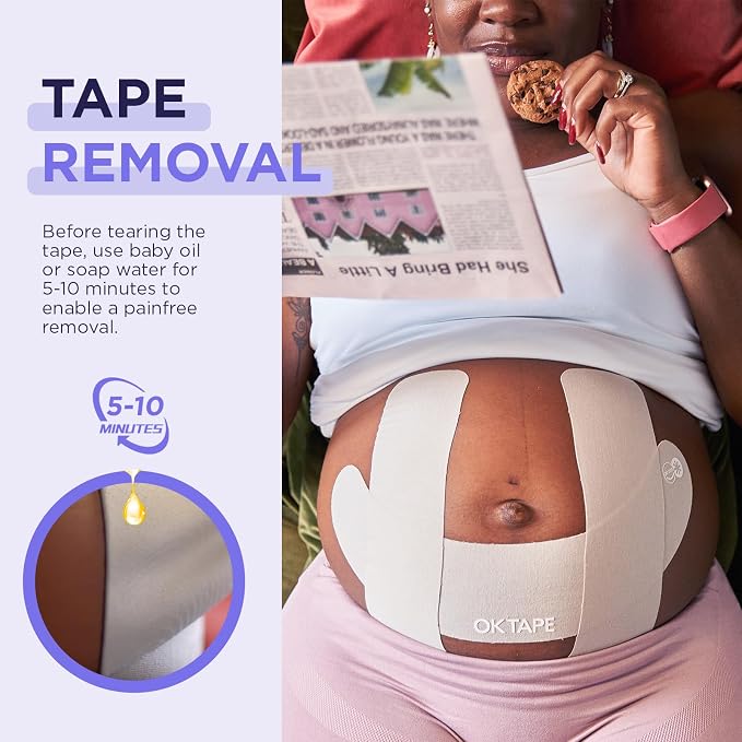 OK TAPE Pregnancy Belly Tape, Hypoallergenic Precut Belly Band Support - Image 7