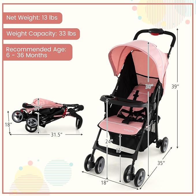 Baby Joy Lightweight Stroller, Compact Toddler Travel Stroller - Image 7