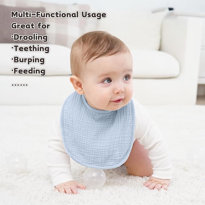 Susurration Muslin Baby Drool Bibs 10Pack Soft Square Adjustable Bandana Bibs - Image 2