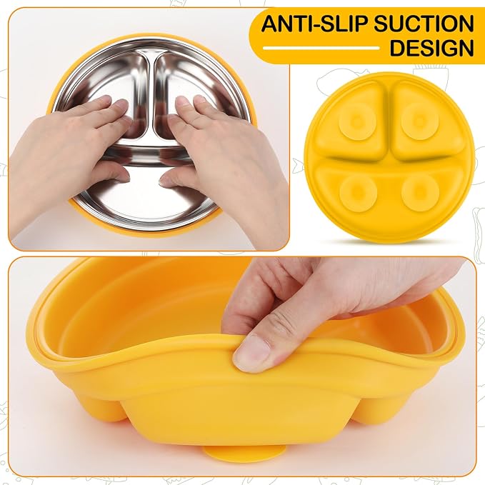 Nuogo 2 Pcs Stainless Steel Baby Suction Plates - Image 6