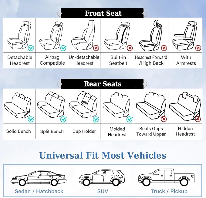 Coverado Universal Seat Covers Full Set, 5 Seats Universal Seat Covers - Image 9