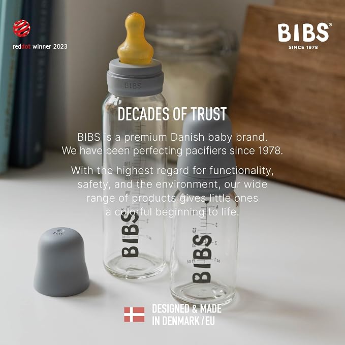 BIBS Baby Glass Bottle Complete Set 110 ml | BPA Free Natural Rubber | Made in - Image 6