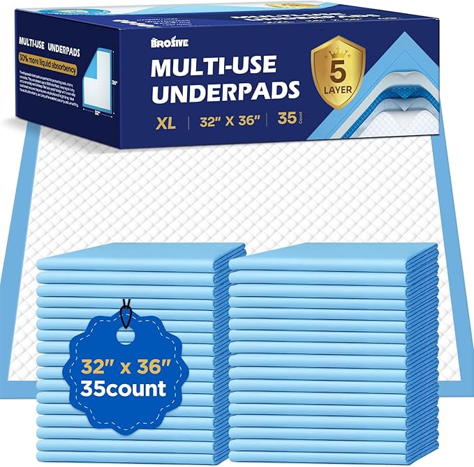 Extra Large Bed Pads for Incontinence Disposable, Leak-Proof Breathable by Brosive