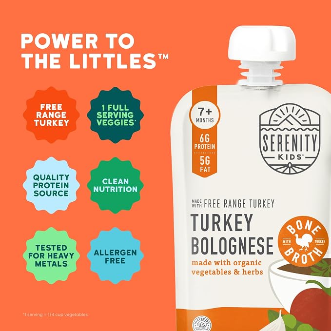 Serenity Kids 7+ Month Turkey Bolognese Bone Broth Baby Food Puree - Image 4