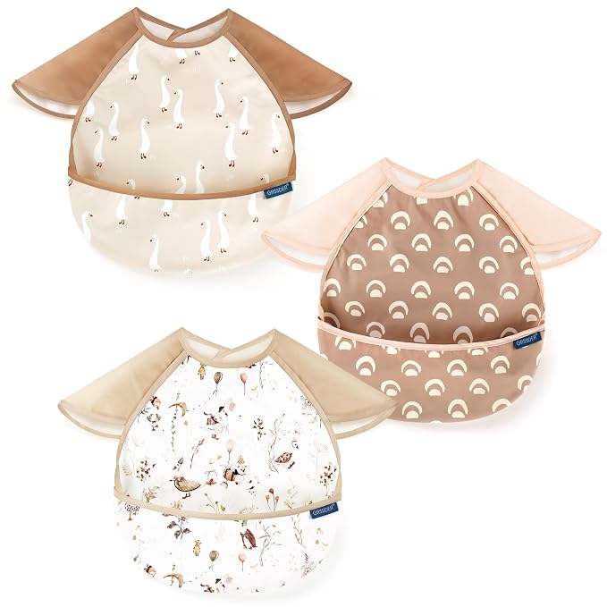 GRSSDER 3-pack Mess Proof Baby Feeding Bibs by BUYNOW