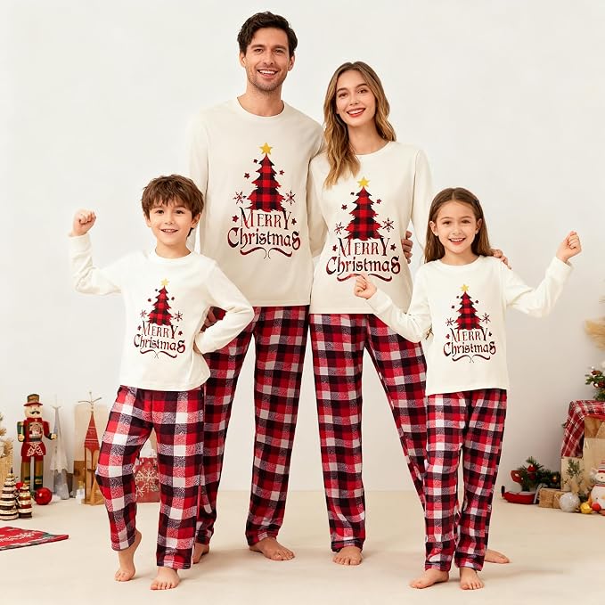Awoscut Christmas Family Matching Pajamas Christmas Pjs Holiday Nightwear - Image 5