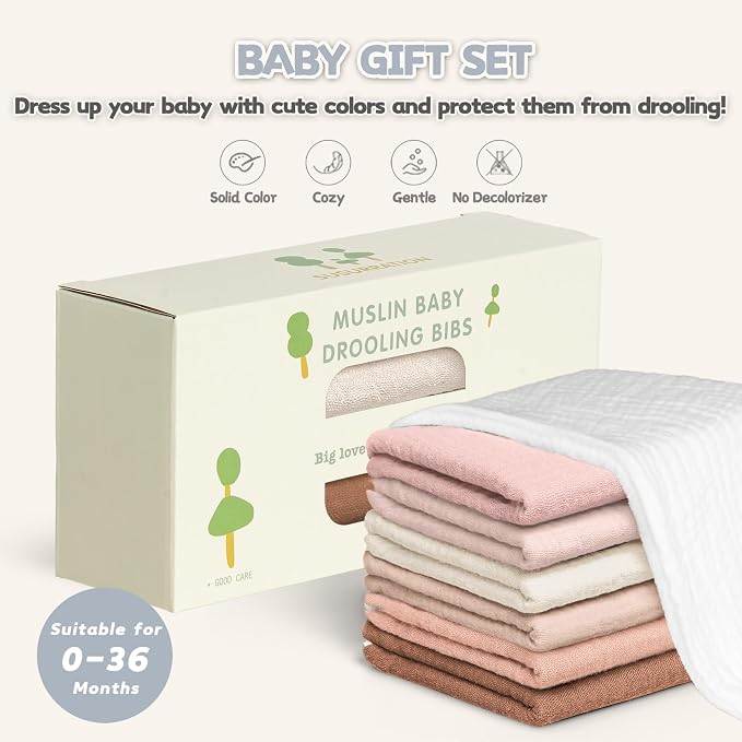 Susurration Muslin Baby Drool Bibs 6Pack Soft Square Adjustable Baby Bandana - Image 7
