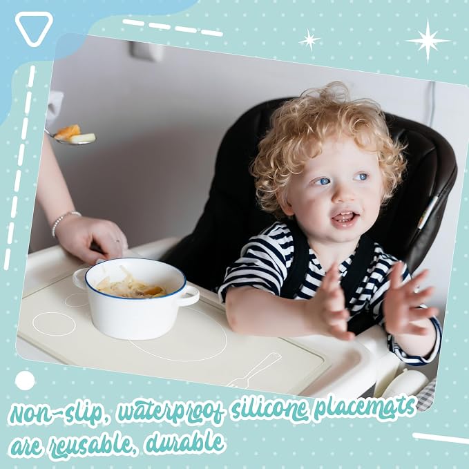 Zhehao 4 Pcs Montessori Kids Placemat 16 x 12'' Non Slip Baby Silicone Placemats - Image 6