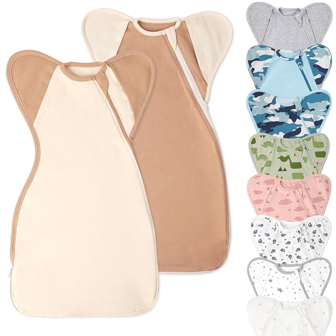 Newborn Baby Swaddle Blanket Sleep Sack 0-3 Months, Arms Up Swaddles 2 Packs by Knirose