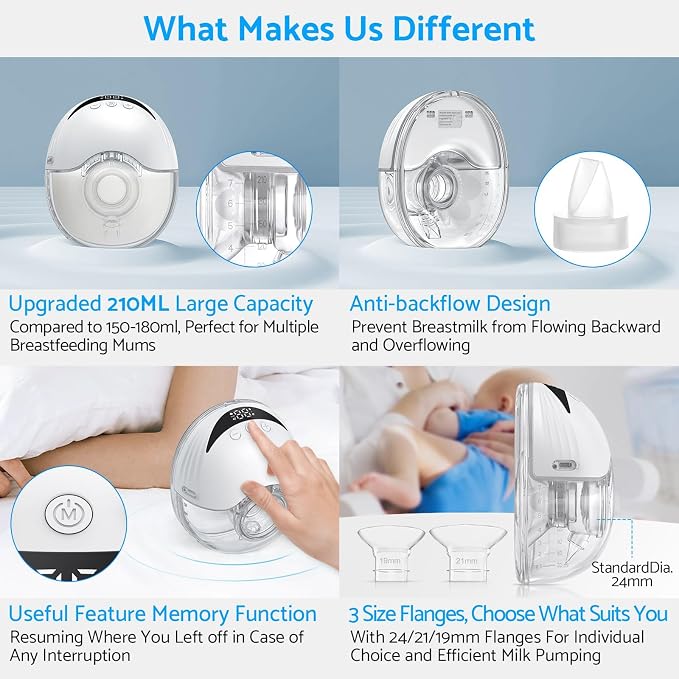 LAMSUET Electric Hands-Free Breast Pump, Strong Suction Wearable Breast Pump - Image 6
