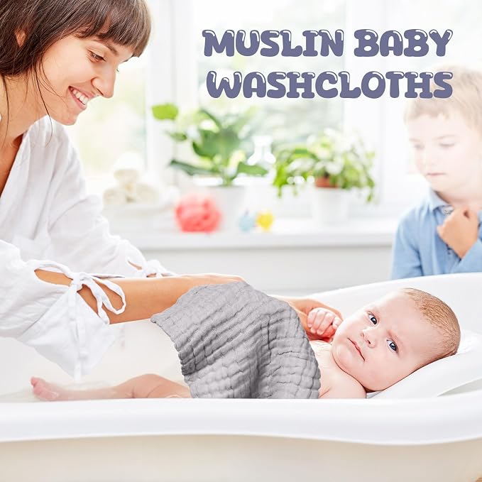 Breling 20 Pcs Baby Muslin Washcloth 12 x 12 Inch 100% Cotton Soft and - Image 5