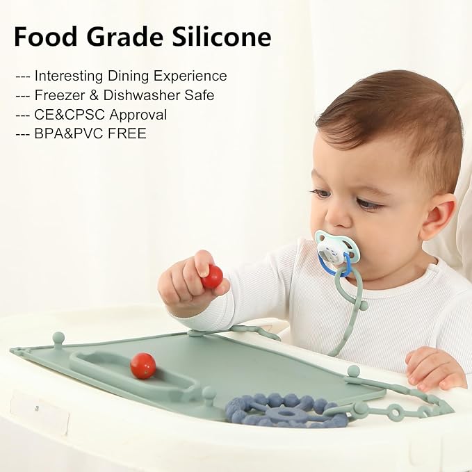 2 Pack Baby Silicone Mat, with Suction Base and 8 Stretchable Straps, Seposeve - Image 4
