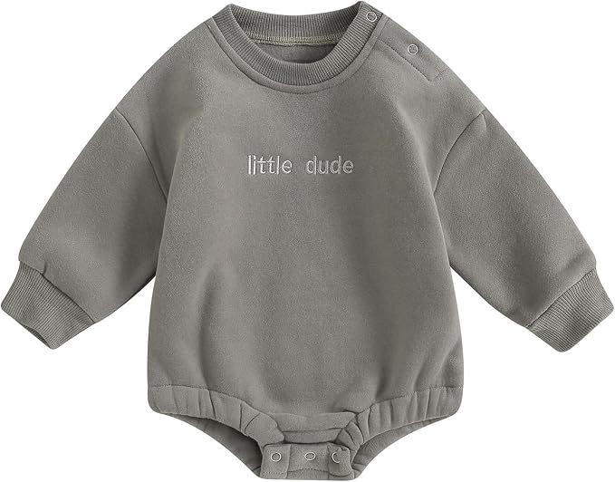 VISGOGO Newborn Infant Baby Boy Girls Oversized Romper Little Dude Sweater by VISGOGO