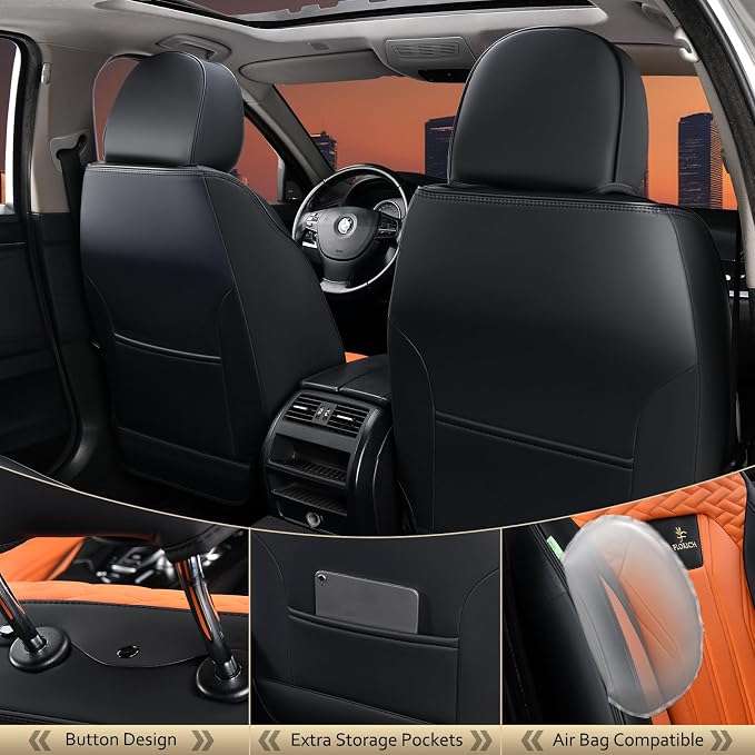 FLORICH Leather Seat Covers, Car Seat Covers Full Set, Car Seat Protectors 5 - Image 3