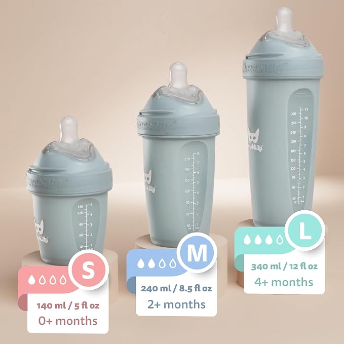 Herobility Double Anti-Colic Baby Bottles – 5 fl oz/140ml – 4-Pack – Multicolor - Image 2