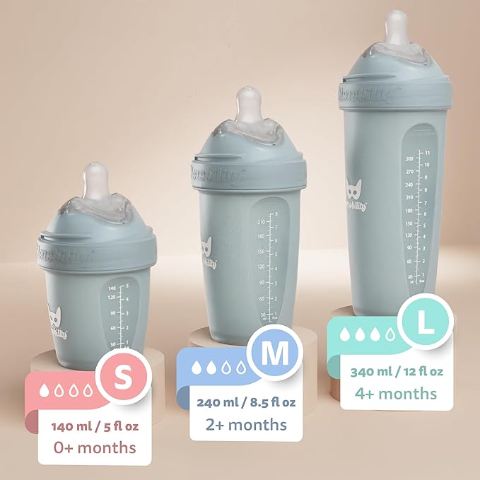 Herobility Double Anti-Colic Baby Bottles – 5 fl oz/140ml – 4-Pack – Multicolor - Image 2