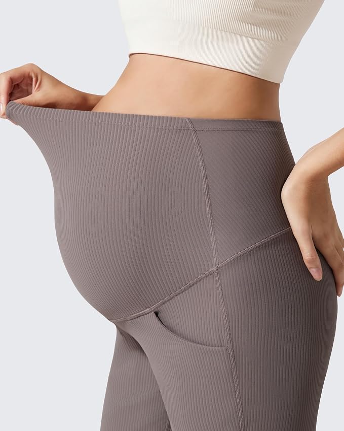 G4Free Ribbed Maternity Flare Yoga Pants - Image 3