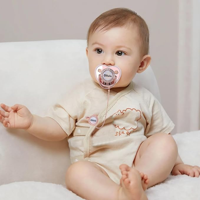 Personalized Pacifier with Name, Custom Pacifier Clip Set with Gift Box - Image 4