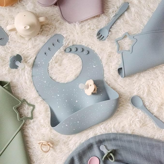 Moonkie Silicone Baby Bibs Set Of 2 | BPA Free Waterproof | Soft Flexible - Image 5