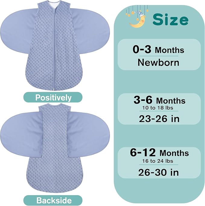 Fleece Newborn Sleep Sack Baby Swaddle, 3-Way Adjustable Wearable Blanket - Image 4