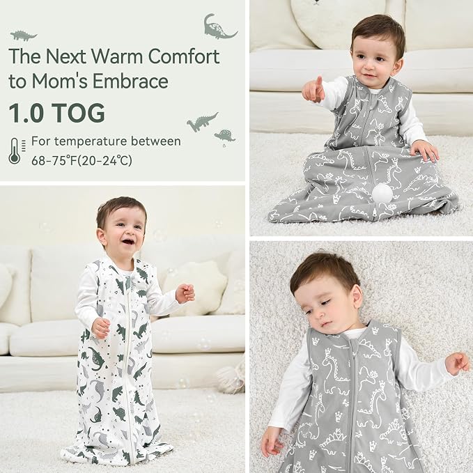 Baby Sleep Sack 0-6 Months 1.0 Tog Baby Wearable Blanket 100% Cotton Sleeping - Image 6