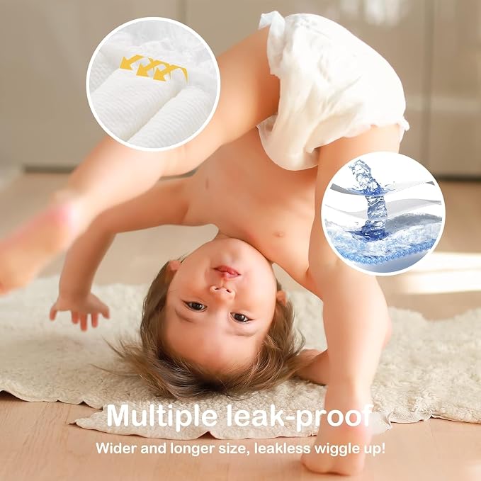 Baby Diapers Size 3, Bouncy Soft Diapers Hypoallergenic Without Chlorine - Image 8