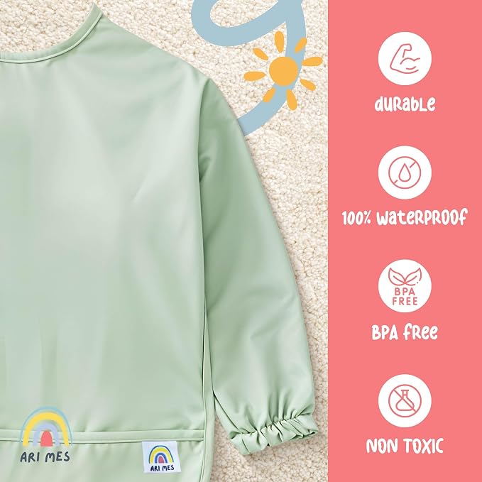 ARI MES Long Sleeves Waterproof Baby Bibs - Image 6