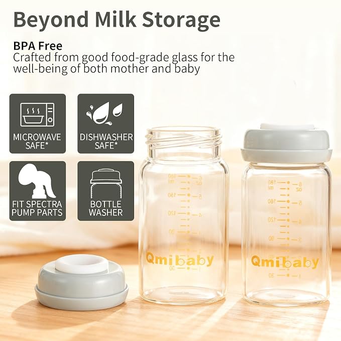 Glass Breastmilk Storage Bottles 180ml 6oz BPA-Free Leak-Proof Natural Baby - Image 4