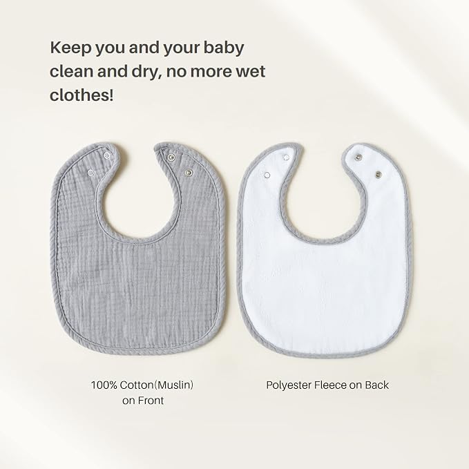 Konssy 6-Pack Muslin Baby Bibs for Boys & Girls, Soft Cotton Absorbent Bandana - Image 5