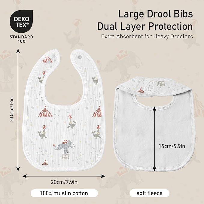 GLLQUEN BABY Muslin Drool Bibs for Boys Girls 8 Pack, Adjustable Baby Bibs for - Image 4