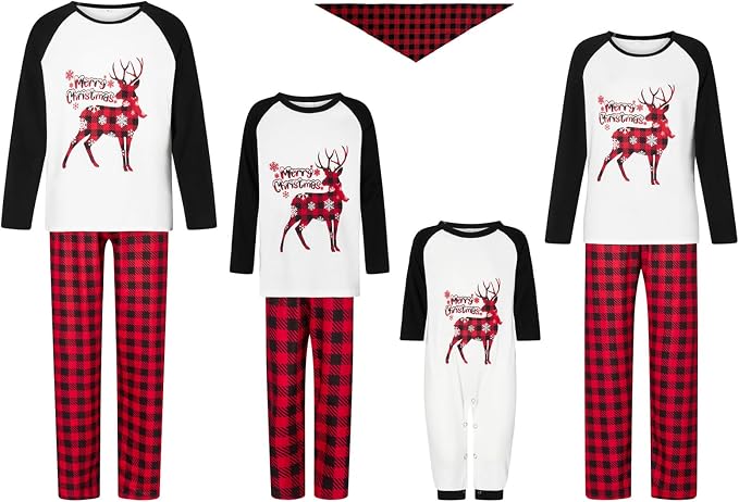 Awoscut Christmas Family Matching Pajamas Christmas Pjs Holiday Nightwear - Image 5