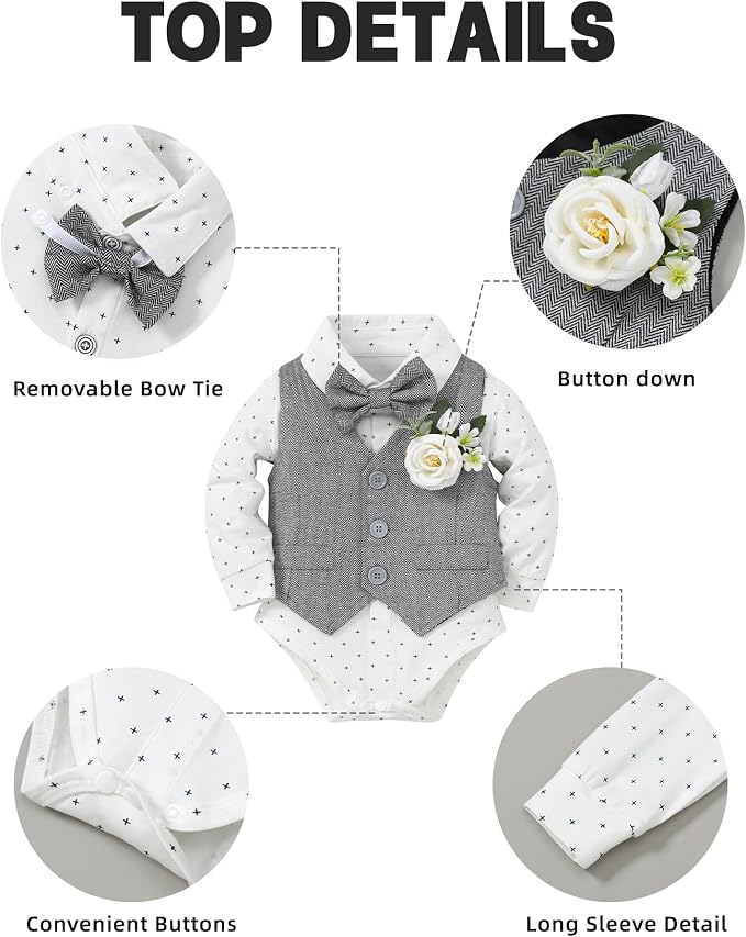 Coco&RARA Baby Boy Clothes Suits Infant Gentleman Outfits, Formal Dress - Image 4