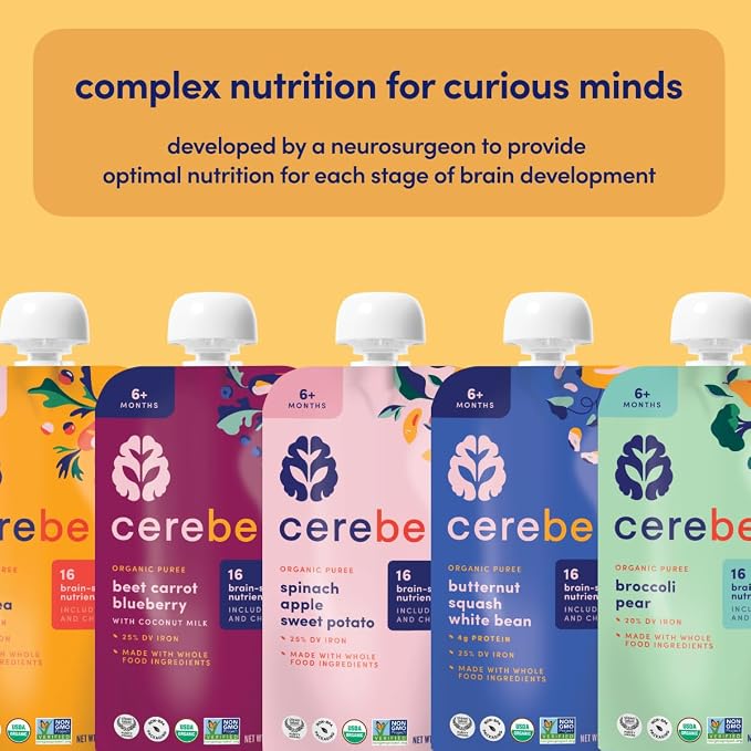 Cerebelly Organic Baby Food Pouches, Carrot Pumpkin Purees, 16 Nutrients - Image 7