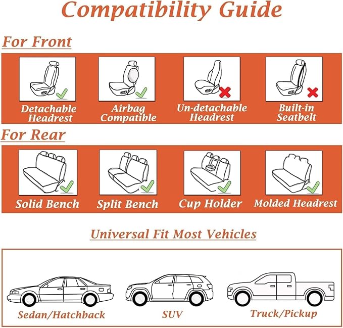 Coverado Car Seat Covers Full Set, Car Seat Protector Waterproof, Nappa Leather - Image 9