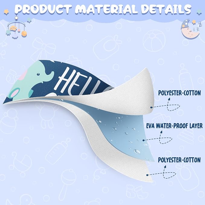 7Pcs Cotton Waterproof Baby Bibs Hook Loop Closure Newborn Bib Keepsake Baby - Image 4