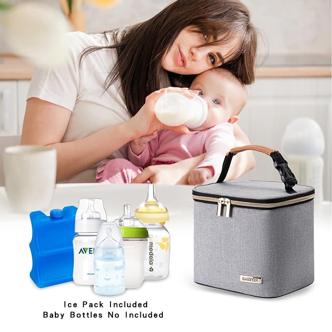 Breast Milk Cooler Bag with Ice Pack Fits 4 Large Baby Bottles Up to 5 Ounce - Image 6