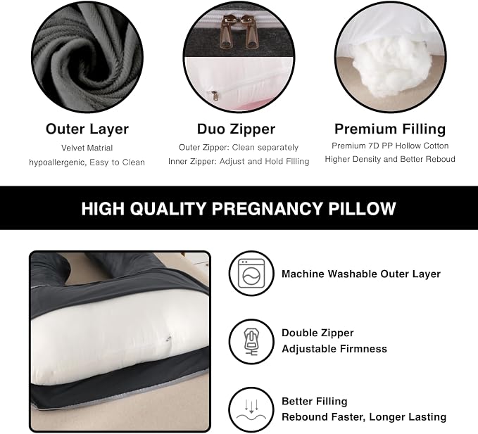Pregnancy Pillow, Full Body 57 Inch Maternity Pillow - Image 4