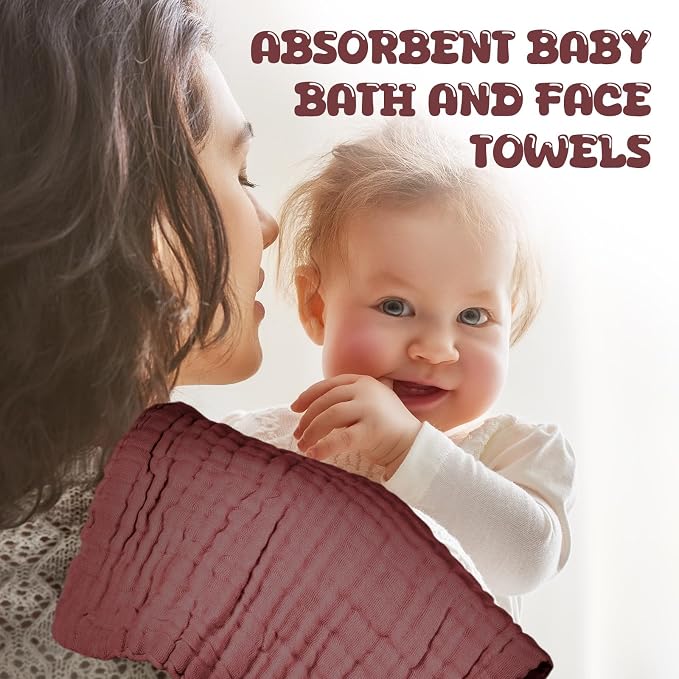 Breling 20 Pcs Baby Muslin Washcloth 12 x 12 Inch 100% Cotton Soft and - Image 7