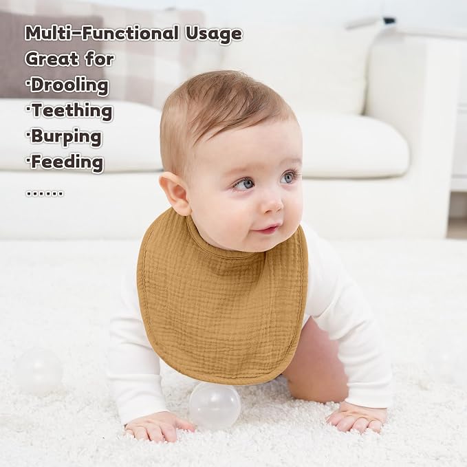 Susurration Muslin Baby Drool Bibs 10Pack Soft Square Adjustable Bandana Bibs - Image 2