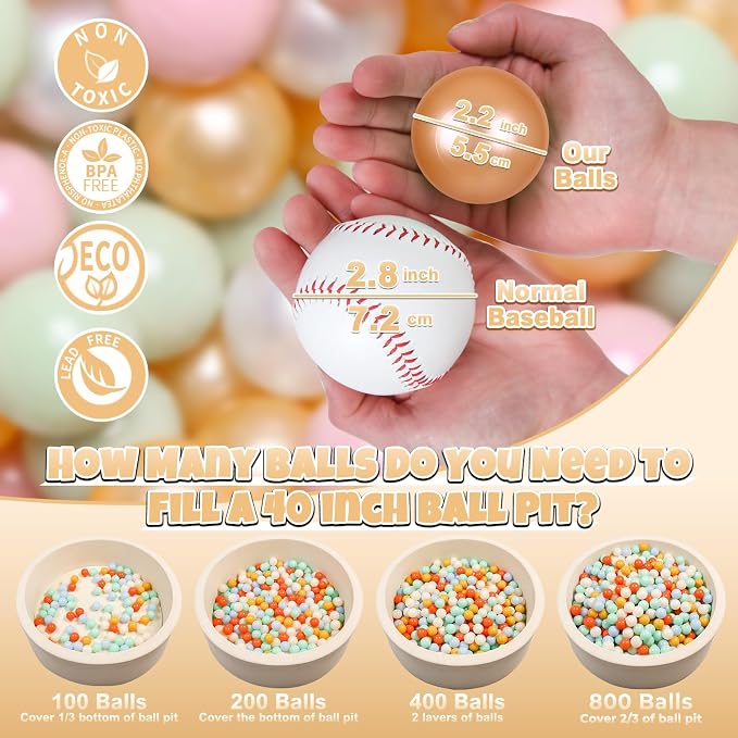 GOGOSO Ball Pits Balls for Toddlers Pack of 50 100 200 Plastics Shape Ball - Image 4
